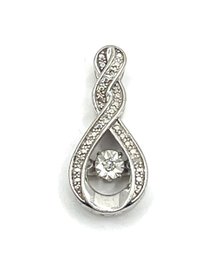 Sterling Silver Clear Stone And Marcasite Twisted Pendant