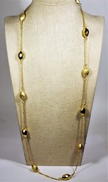 Fine Italian Gold Over Sterling Silver Necklace Measures 30' Long