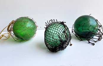 A Trio Of Vintage Nautical Glass Baubles