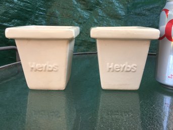 Lot Of 2 New Old Stock Pottery Window Sill Herb Planters