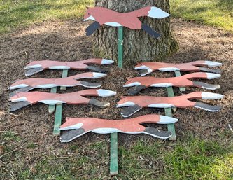 Rustic Wood Fox Decoys - Wonderful Hunt Themed Lawn Decor!
