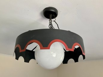 A Retro Black And Red Tole Scalloped Drop Ceiling Fixture - Bed 1