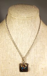 Vintage Sterling Silver Small Chain & Art Glass Sterling Silver Pendant