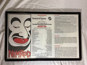 Martin Sharp Nimrod Vintage Framed Playbill From Festival Of Sydney RARE