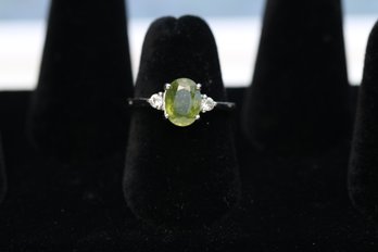 Sterling Silver Green Topaz Ring Size 6.75