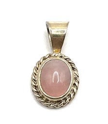 Vintage Sterling Silver Light Pink Agate Stone Pendant