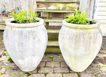 A Pair Of Large Cast Stone Garden Planters