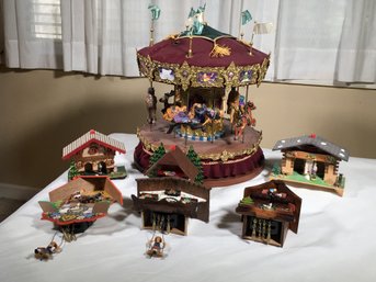 Interesting Carousel - German Cuckoo Clock And German Thermometer Lot - All German Pieces Handmade - NICE !