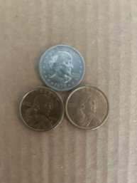 Lot Of 3 One Dollar Coins 1-Susan B Anthony And 2 Sacagawea Coins