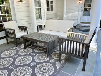 Outdoor Patio Furniture Collection - Pair Of Arm Chairs, Love Seat, Coffee Table & Outdoor Carpet