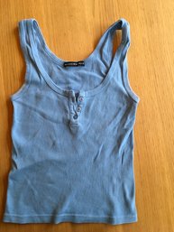 BRANDY MELVILLE, Cotton Ribbed Tank Top Shirt, Sky Blue, One Sz