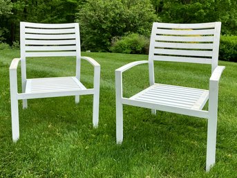 A Pair Of Aluminum Arm Chairs By Crate And Barrel (Match Dining Set)