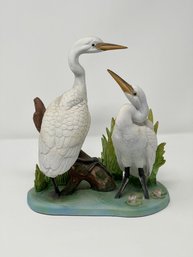 Courting Herons Hand- Colored Bisque Figurine