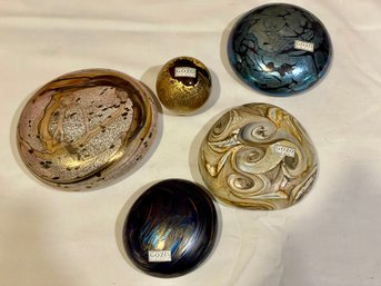 Lot Of Five Gozo Glass Paperweights