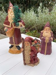 Amazing Vintage Vaillancourt Folk Art Santa, A Old Fashioned Hand Crafted Santa & A June Mckenna Figurine