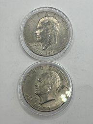 2 Eisenhower Dollars 1971, 1976