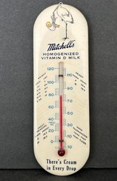 Circa 1934 Advertising Thermometer Mitchell Dairy North Ave. Bridgeport, CT 6.25' L X 2' Width