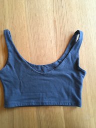 BRANDY MELVILLE, Cotton Jersey Cropped Tank, Navy Blue, One Sz, Made In Italy