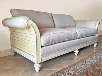 An Elegant Plantation Style Rolled Arm Sofa  By Havertys