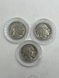 3 Buffalo Nickels  1936, 1936-D, 1936-S