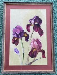 Framed Oil On Canvas Iris