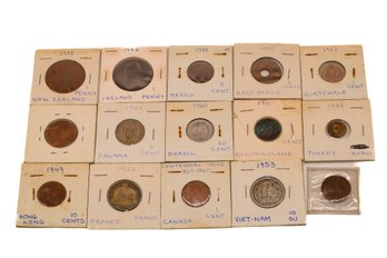 Collection Of 15 Foreign Coins Mixed Dates And Countries