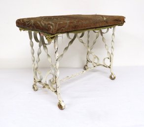 A Heavy Wrought Iron Victorian Styled Bench For Indoor Or Out