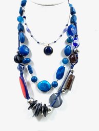3 Artistic Blue Necklaces