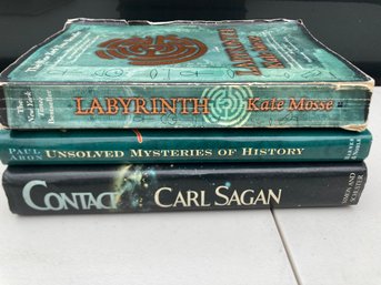 3 Books Labyrinth, Unsolved Mysteries Of History, And Contact