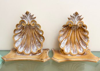 A Pair Of Vintage Shell Form Wall Shelves