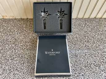 Pair Of Waterford Crystal Bottle Stoppers, New In Box