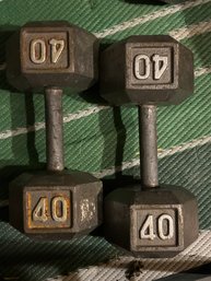 Set Of Two Forty (40) Pound Dumbbells