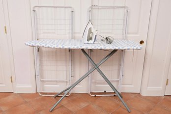 Pair Of Clothes Drying Racks, Ironing Board And Rowenta Focus Iron (Model No. DZ5080)