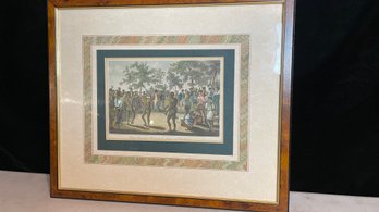 Original 1829 Antique Hand Colored Engraving Of A Native American Dance