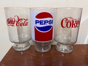Oversized Vintage Coke And Pepsi Glasses