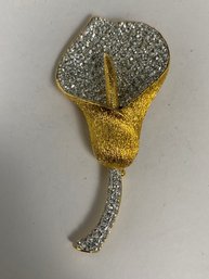 Nolan Miller Calla Lily Crystal Gold Brooch