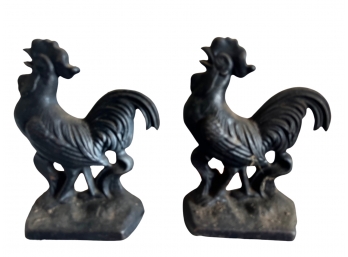 Black Cast Iron Rooster Bookends