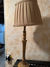 Gold Stick Lamp With Fabric Shade