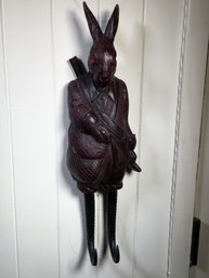 Very Nice Antique Style BLACK FOREST STYLE Rabbit Whip Hook - Looks Like An Antique - Great Decorator Item