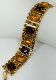 VINTAGE SIGNED CORO TWO TONE RHINESTONE BRACELET