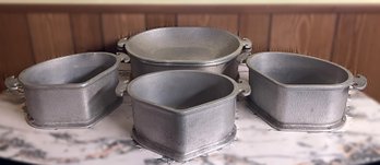 Four Guardian Service Cast Alluminum Roaster Pots-One With Lid