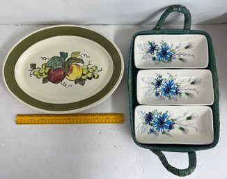 Ceramic Dish And 3 Butter Dishes