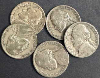 5 Silver War Nickels Miscellaneous Dates