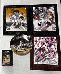 Baseball Memorabilia Limited Edition Joe DiMaggio Cards Plate And Plaque Mickey Mantle And Yankee Plaque LP/C4