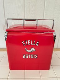 Vintage Stella Artois Red Metal Cooler Picnic Basket