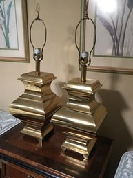 Fabulous Pair Solid Brass Decorator / MCM / Midcentury Style Lamps - Great Decorator Pieces - NICE PAIR !