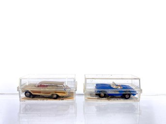 Aurora Vibrators - 1962 Ford Country Squire Station Wagon And Rare Blue Corvette Slot Car, Nice Originals