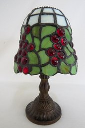 A Stained Glass Grape Motif Tea Light Candle Lamp By Banash