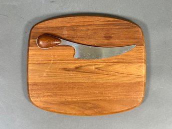 Vintage Teak Cheese Board & Knife, Designed By Torun For Dansk