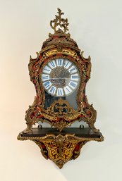 Boulle Marquetry Veneered Mantel Clock With Boulle Marquetry Clock Console